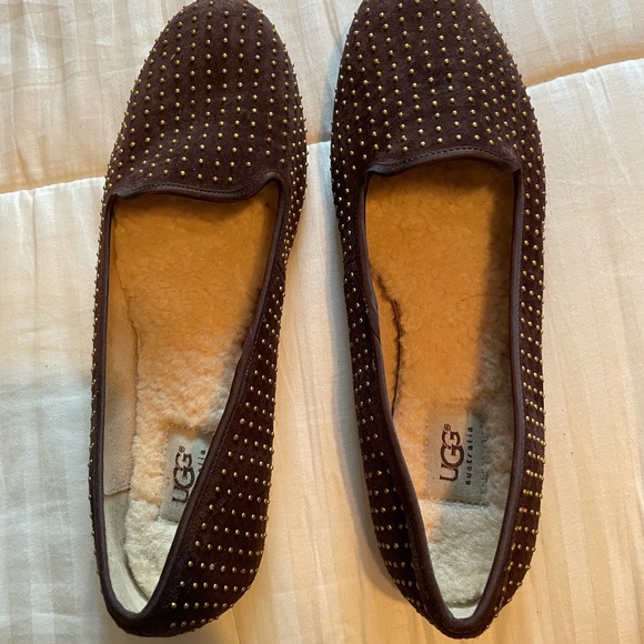 UGG Australia Women’s Alloway Brown Studded Flats - Size 11 - Picture 2 of 13